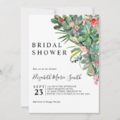 Invitation Cactus vert rose floral Fête des mariées succulent (Devant)