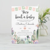 Invitation Cactus vert rose Taco Bout Un Baby shower RSVP (Debout devant)
