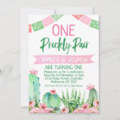 Invitation Cactus vert rose Un Prickly Pair Anniversaire (Devant)