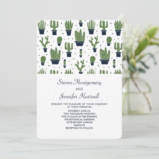 Invitation Cactus vert rustique dans les pots de fleurs Maria (Debout devant)