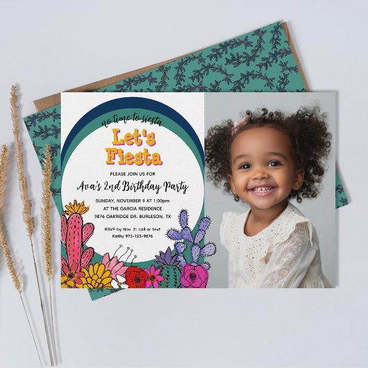 Invitation Cactus Whimsical Floral Moderne Fiesta Enfant Anni