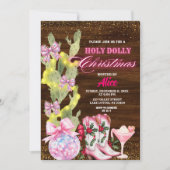 Invitation Cactus Wild West Pink Girl Christmas Party (Devant)