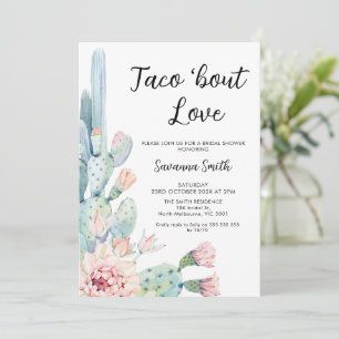 Invitation Cacus rose moderne Taco Bout Fête des mariées d'am