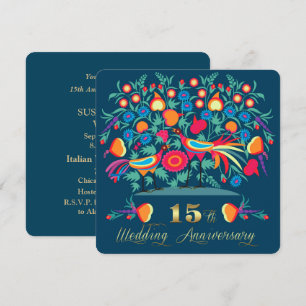 Invitation Cadeau 15e anniversaire de mariage Art folklorique