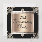 Invitation Cadeau 25e anniversaire de mariage Art Déco noir c (Devant)