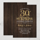 Invitation Cadeau 30 ans de mariage Bois Or (Devant / Derrière)