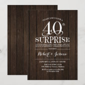 Invitation Cadeau 40e anniversaire de mariage en bois (Devant / Derrière)