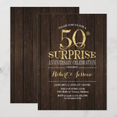 Invitation Cadeau 50e Anniversaire de Mariage Bois Or (Devant / Derrière)