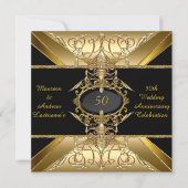 Invitation Cadeau 50e anniversaire de mariage or (Devant)