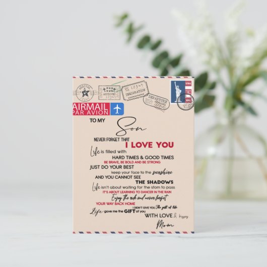 Invitation Cadeau à mon fils, maman et fils, Lettre d'amour à (Debout devant)