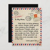 Invitation Cadeau à mon fils, maman et fils, lettre d'amour à (Devant / Derrière)