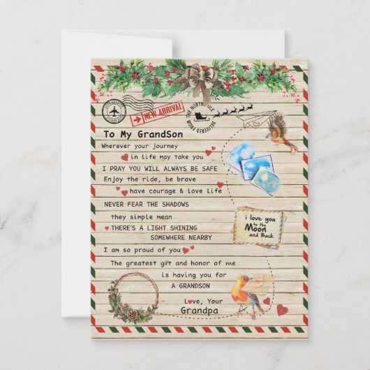 Invitation Cadeau à mon petit-fils,Petit-fils et grand-père,A (Devant)