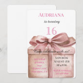 Invitation Cadeau avec Bow 16e anniversaire (Devant / Derrière)
