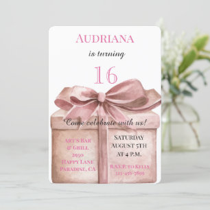 Invitation Cadeau avec Bow 16e anniversaire