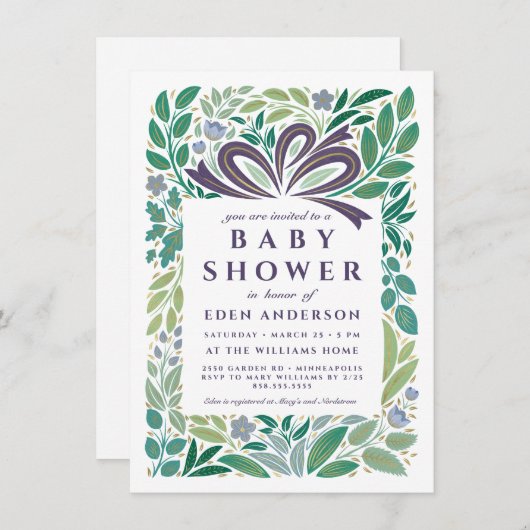 Invitation Cadeau baby shower, neutre pour les femmes (Devant / Derrière)