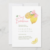 Invitation Cadeau bébé shower citron rose (Devant)
