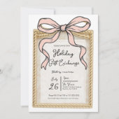 Invitation Cadeau Bow Or Ribbon rose Bow cadeau de vacances (Devant)