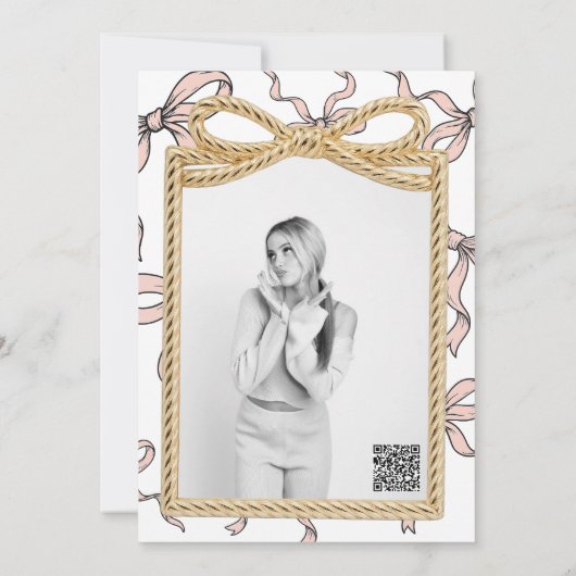 Invitation Cadeau Bow Or Ribbon rose Bow cadeau de vacances (Dos)