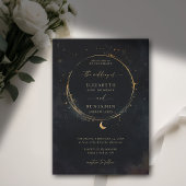Invitation Cadeau céleste Moody Dark Elegant Mariage or