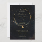 Invitation Cadeau céleste Moody Dark Elegant Mariage or (Devant)