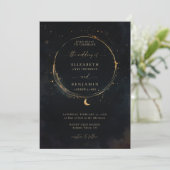 Invitation Cadeau céleste Moody Dark Elegant Mariage or (Debout devant)