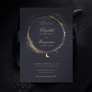 Invitation Cadeau céleste Moody Marine Elegant Mariage or