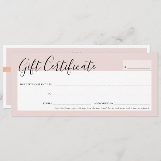 Invitation CADEAU CERTIFICAT élégant rose rose rose rose rose (Devant / Derrière)