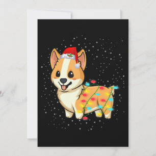 Invitation Cadeau Chien   corgi lumières de noël