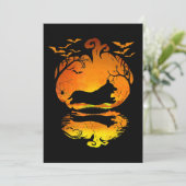 Invitation Cadeau Chien | Corgi Silhouette Citrouille Hallowe (Debout devant)