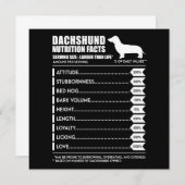 Invitation Cadeau Chien | Faits Nutritionnels sur le Dachshun (Devant / Derrière)
