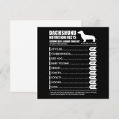 Invitation Cadeau Chien | Fiche nutritionnelle du Dachshund (Devant / Derrière)