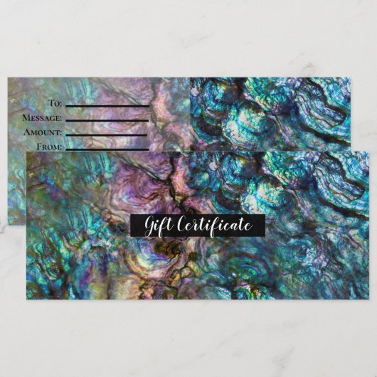 Invitation Cadeau Coquille de Mer Abalone Iridescent Arc-en-c (Devant / Derrière)