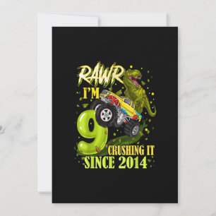 Invitation Cadeau d'anniversaire 9 ans Camion Monstre Dinosau