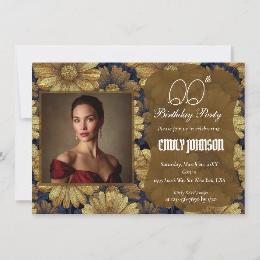 Invitation Cadeau d'anniversaire coloré Daisy pour adolescent (Devant)