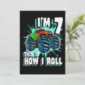 Invitation Cadeau d'anniversaire de 7 ans pour Monster Truck  (Debout devant)