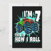 Invitation Cadeau d'anniversaire de 7 ans pour Monster Truck  (Dos)