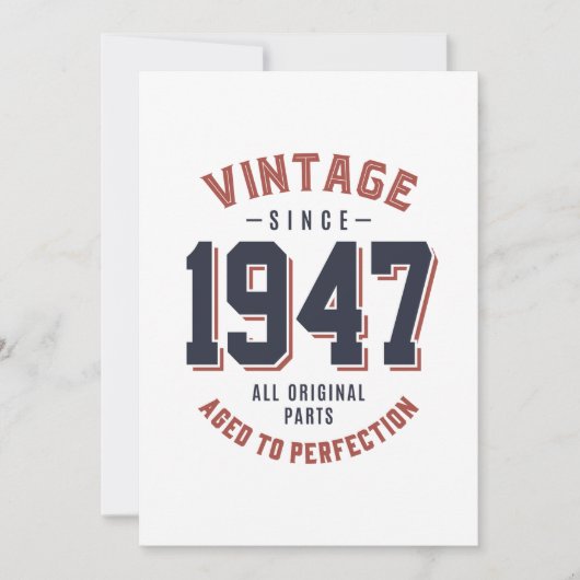 Invitation Cadeau d'anniversaire Vintage depuis 1947 (Devant)