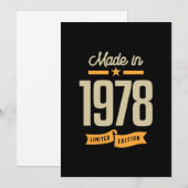 Invitation Cadeau d'anniversaire Vintage depuis 1978 (Devant / Derrière)