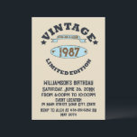 Invitation Cadeau d'anniversaire vintage personnalisé<br><div class="desc">Vous pouvez ajouter un peu d'originalité avec cette édition limitée, qualité premium, et original, classe, rétro et d'apparence vintage conception graphique d'anniversaire avec une police de typographie cool. C'est une excellente idée cadeau pour les hommes, les femmes, les maris, les épouses, les petites amies et les petits amis qui vont...</div>