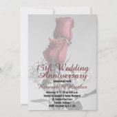 Invitation Cadeau de 15e anniversaire de mariage Deux roses r (Devant)