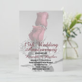 Invitation Cadeau de 15e anniversaire de mariage Deux roses r (Debout devant)
