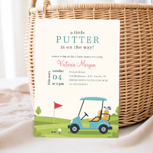 Invitation Cadeau de Baby Shower Bébé Golfeur en Route