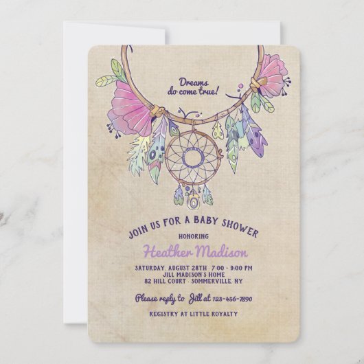 Invitation Cadeau de bébé attrape-rêves (Devant)
