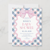 Invitation Cadeau de bébé en vichy (Devant)