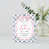 Invitation Cadeau de bébé en vichy (Debout devant)