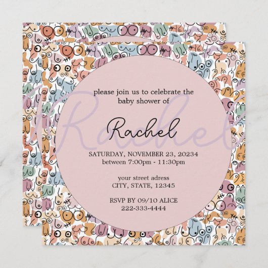 Invitation cadeau de bébé pour femme amusant (Devant / Derrière)