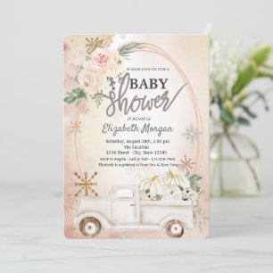 Invitation Cadeau de bébé Truck de citrouille blanche, Roses,