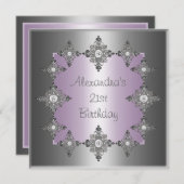 Invitation Cadeau de bijoux en argent gris pastel violet (Devant / Derrière)
