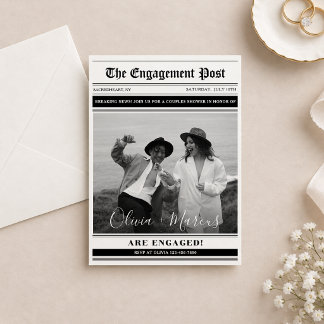Invitation Cadeau de Couple de Photo de Journal Moderne