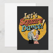 Invitation Cadeau de danse carrée rétro Let's Square Dance (Devant / Derrière)